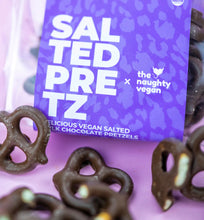 Load image into Gallery viewer, The Naughty Vegan - Salted Chocolate Coated Pretzels 150g
