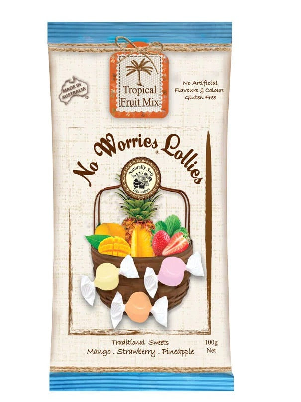 No Worries Lollies - Tropical Fruit Mix 100g
